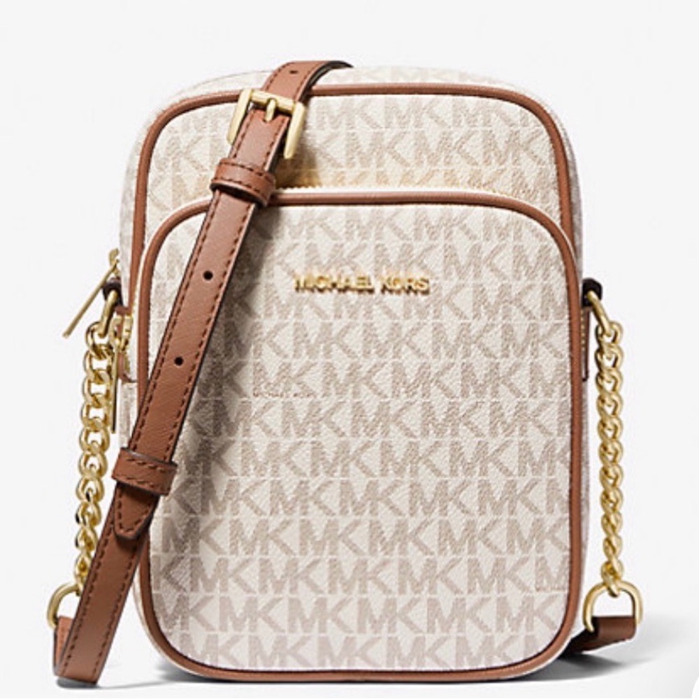 Michael Kors Beige and Brown Crossbody Bag